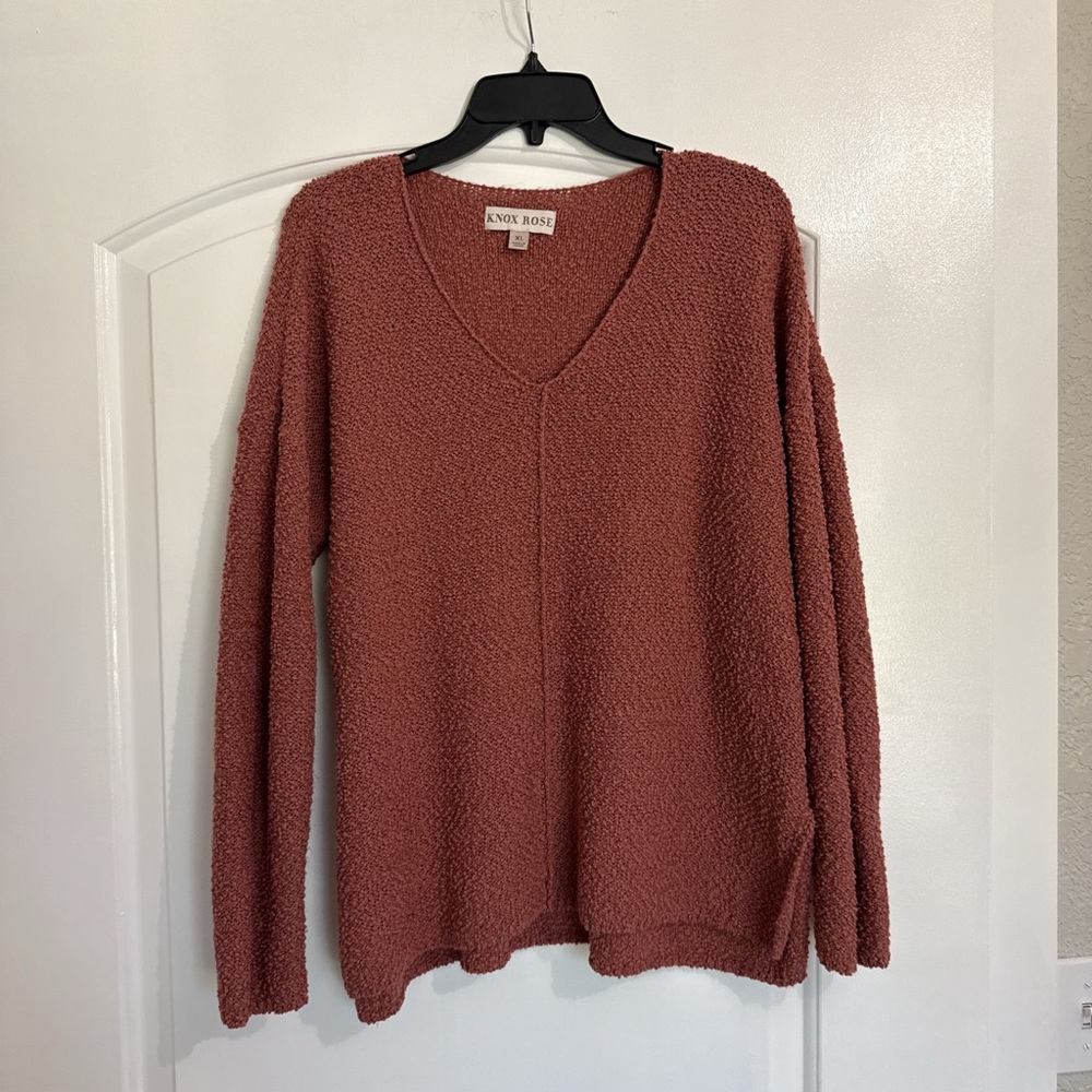 Knox Rose V-Neck Long Sleeve Sweater - Dusty Rose Mauve